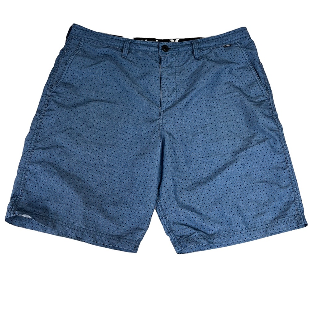 HURLEY Shorts Size 38 Hybrid Blue with Black Polka-Dots